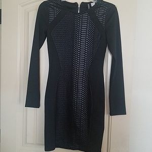 H&M Black Snakeskin Detail Dress